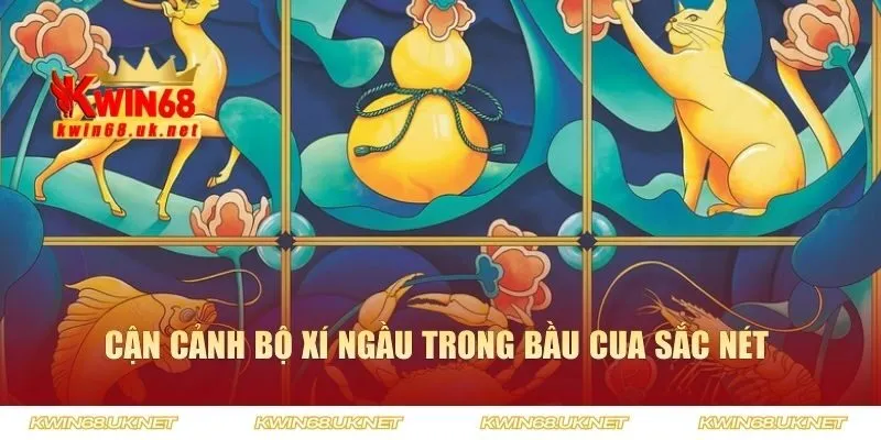 Cận cảnh bộ xí ngầu trong bầu cua sắc nét